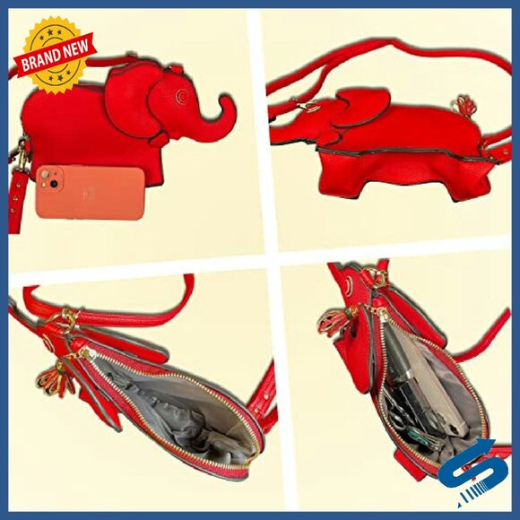 PU Leather Elephant Shoulder Bag Adjustable Strap Waterproof Purse - Picture 4 of 8